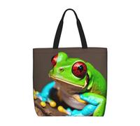 MGGAklp Borsa di totalizzatore della stampa delle rane dell'albero degli occhi rossi con le borse riutilizzabili alla moda della spalla della chiusura lampo per il lavoro di acquisto, vacanza
