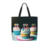 MGGAklp Borsa di totalizzatore della stampa delle torte di buon compleanno con le borse riutilizzabili alla moda della spalla della chiusura lampo per il lavoro di shopping, le vacanze