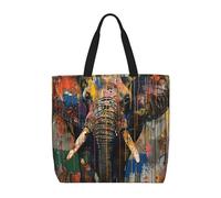 MGGAklp Borsa di totalizzatore della stampa dell'elefante con le borse riutilizzabili alla moda della spalla della chiusura lampo per il lavoro di acquisto, vacanza