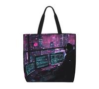 MGGAklp Borsa di totalizzatore della stampa dell'era di hacker con le borse riutilizzabili alla moda della spalla della chiusura lampo per il lavoro di shopping, le vacanze