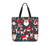 MGGAklp Borsa di totalizzatore della stampa di buon Natale con le borse riutilizzabili alla moda della spalla della chiusura lampo per il lavoro di acquisto, vacanza