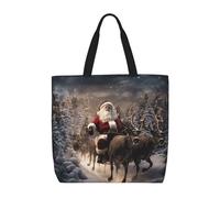 MGGAklp Borsa di totalizzatore della stampa di buon Natale con le borse riutilizzabili alla moda della spalla della chiusura lampo per il lavoro di acquisto, vacanza