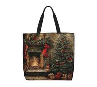 MGGAklp Borsa di totalizzatore della stampa di buon Natale con le borse riutilizzabili alla moda della spalla della chiusura lampo per il lavoro di acquisto, vacanza