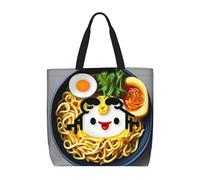 MGGAklp Borsa di totalizzatore della stampa di ramen della tagliatella della tazza dell'uovo con le borse riutilizzabili alla moda della spalla della chiusura lampo per il lavoro di shopping,