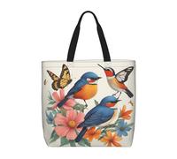 MGGAklp Borsa di totalizzatore riutilizzabile alla moda della stampa della farfalla dei fiori degli uccelli con le borse riutilizzabili alla moda della spalla per il lavoro di acquisto,