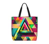 MGGAklp Borsa di totalizzatore variopinta della stampa del modello del triangolo con le borse riutilizzabili alla moda della spalla della chiusura lampo per il lavoro di