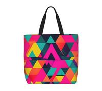 MGGAklp Borsa di totalizzatore variopinta della stampa del triangolo con le borse riutilizzabili alla moda della spalla della chiusura lampo per il lavoro di acquisto,