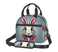 MGGAklp Borsa per il pranzo con stampa coniglietto riutilizzabile borsa termica per il pranzo con tracolla per il lavoro e picnic
