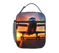 MGGAklp Borsa per il pranzo con stampa di aeroplano, con stampa di cielo, portatile, riutilizzabile, con cerniera, per lavoro, picnic, viaggi, campeggio
