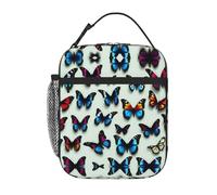 MGGAklp Borsa per il pranzo con stampa di farfalle e violoncello, portatile, riutilizzabile, con cerniera, per lavoro, picnic, viaggi, campeggio