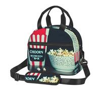 MGGAklp Borsa per il pranzo con stampa di film e popcorn, riutilizzabile, borsa termica per il pranzo, tracolla per lavoro e picnic