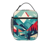 MGGAklp Borsa per il pranzo con stampa di paesaggi di montagna, portatile, riutilizzabile, con cerniera, per lavoro, picnic, viaggi, campeggio