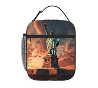 MGGAklp Borsa per il pranzo con stampa Statua della Libertà a New York, portatile, riutilizzabile, con cerniera, per lavoro, picnic, viaggi, campeggio