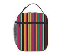 MGGAklp Borsa portapranzo con stampa a righe colorate arcobaleno portatile riutilizzabile con cerniera per lavoro, picnic, viaggi, campeggio