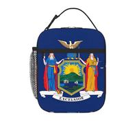 MGGAklp Borsa portapranzo con stampa bandiera dello Stato di New York, portatile, riutilizzabile, con cerniera, per lavoro, picnic, viaggi, campeggio