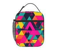 MGGAklp Borsa portapranzo con stampa triangolare colorata, portatile, riutilizzabile, con cerniera, per lavoro, picnic, viaggi, campeggio