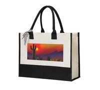 MGGAklp Borsa regalo da donna in tela con stampa di cactus al tramonto nel deserto, borsa riutilizzabile per matrimoni, compleanni, vacanze