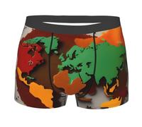 MGGAklp Boxer da uomo con mappa del mondo fatta di spezie stampa slip traspirante morbido elasticizzato intimo attivo, Nero , XL Short