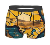 MGGAklp Boxer da uomo con stampa astratta della mappa del mondo, biancheria intima elastica morbida traspirante, Nero , M Short