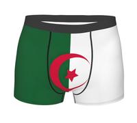 MGGAklp Boxer da uomo con stampa bandiera dell'Algeria, biancheria intima elastica morbida traspirante, Nero , L Short