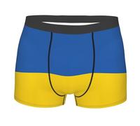 MGGAklp Boxer da uomo con stampa bandiera ucraina, biancheria intima elastica morbida traspirante, Nero , L Short
