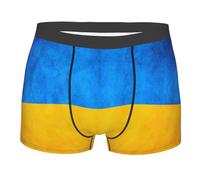 MGGAklp Boxer da uomo con stampa bandiera ucraina, biancheria intima elastica morbida traspirante, Nero , L Short
