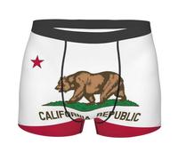 MGGAklp Boxer da uomo con stampa della bandiera dello stato della California, biancheria intima elastica morbida traspirante, Nero , M Short