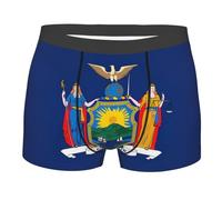 MGGAklp Boxer da uomo con stampa della bandiera dello Stato di New York, biancheria intima elasticizzata morbida traspirante, Nero , XL Short