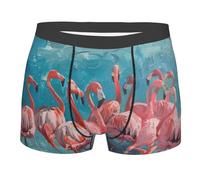MGGAklp Boxer da uomo con stampa fenicotteri slip traspiranti morbidi elasticizzati, Nero , L Short