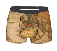 MGGAklp Boxer da uomo con stampa mappa del mondo, traspirante, morbido, elasticizzato, intimo, Nero , L Short