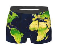 MGGAklp Boxer da uomo con stampa mappa del mondo, traspirante, morbido, elasticizzato, intimo, Nero , S Short