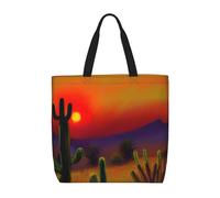 MGGAklp Cactus al tramonto nella borsa di totalizzatore della stampa del deserto con le borse riutilizzabili alla moda della spalla della chiusura lampo per il lavoro di shopping, le vacanze