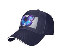 MGGAklp Cappello classico a casquette regolabile con stampa di farfalle viola blu con moda per camionista unisex, blu navy, Taglia unica