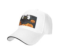MGGAklp Cappello classico regolabile con stampa di zucca pipistrello luna Halloween con moda per camionista unisex, bianco, Taglia unica
