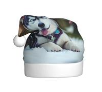 MGGAklp Cappello di Babbo Natale con stampa di cane husky per adulti Natale Capodanno forniture per feste festive