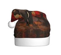 MGGAklp Cappello di Babbo Natale con stampa di elefante tramonto per adulti Natale Capodanno forniture per feste