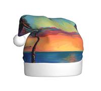 MGGAklp Cappello di Babbo Natale con stampa palma al tramonto per adulti Natale Capodanno forniture per feste festive