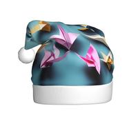 MGGAklp Cappello di Natale del cappello di Babbo Natale della stampa delle gru di carta di origami per adulti di Natale Capodanno forniture festive del partito