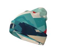 MGGAklp Cappello invernale da viaggio con stampa di paesaggi di montagna alla moda cappello elastico caldo invernale per donne uomini nero