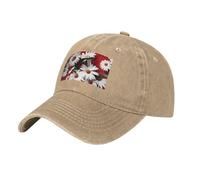 MGGAklp Cappello regolabile con fiori rossi e margherite bianche, perfetto per sport e attività all'aperto, unisex per adulti, Naturale, Taglia unica