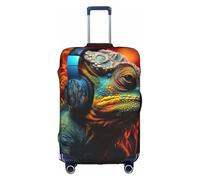 MGGAklp Chameleon Ascolta Musica Stampa Lavabile Stretch Valigie Protector Anti Graffio Viaggio Copertura per Adulto, bianco, L
