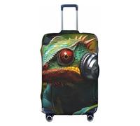 MGGAklp Chameleon Ascolta Musica Stampa Lavabile Stretch Valigie Protector Anti Graffio Viaggio Copertura per Adulto, bianco, L