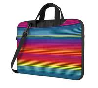 MGGAklp Chiusura lampo della borsa a tracolla del computer portatile della stampa del modello dell'arcobaleno impermeabile con la, Nero , 14 inch
