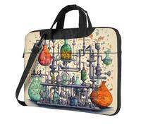 MGGAklp Chiusura lampo della borsa a tracolla del computer portatile della stampa della stampa di chimica impermeabile con la tracolla regolabile, Nero , 15.6 inch