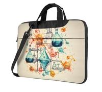 MGGAklp Chiusura lampo della borsa a tracolla del computer portatile della stampa della stampa di chimica impermeabile con la tracolla regolabile, Nero , 15.6 inch