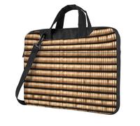 MGGAklp Chiusura lampo tessuta vimini della borsa di spalla del computer portatile della stampa del modello impermeabile con la tracolla, Nero , 14 inch