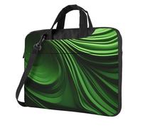 MGGAklp Chiusura lampo verde della borsa a tracolla del computer portatile della stampa di struttura della curva impermeabile con la tracolla regolabile, Nero , 14 inch