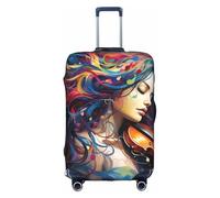 MGGAklp Colorful Musica Stampa Lavabile Stretch Valigia Protector Anti Scratch Viaggio Copertura per Adulto, bianco, L