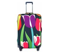 MGGAklp Copertura della valigia di viaggio dei graffi della protezione della valigia di allungamento lavabile della stampa dei tulipani colorati per adulti, bianco, L