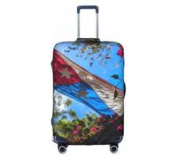 MGGAklp Copertura per valigia da viaggio con stampa bandiera di Porto Rico, lavabile, elasticizzata, antigraffio, per adulti, bianco, M